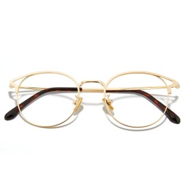 Cyxus Blue Light Glasses Round Frame Cateye UV Blocking Computer Glasses Clear Lens Metal Eyewear Ultra Light Relieve Digital Screen Eye Strain, Headache T18