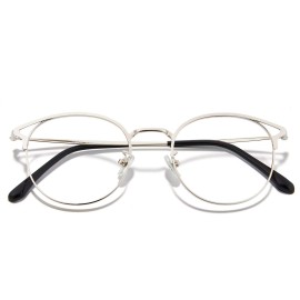 Cyxus Blue Light Glasses Round Frame Cateye UV Blocking Computer Glasses Clear Lens Metal Eyewear Ultra Light Relieve Digital Screen Eye Strain, Headache