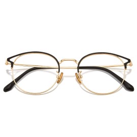 Cyxus Blue Light Glasses Round Frame Cateye UV Blocking Computer Glasses Clear Lens Metal Eyewear Ultra Light Relieve Digital Screen Eye Strain, Headache