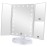Flymiro Tri-fold Lighted Vanity Makeup Mirror with 3x/2x Magnification,21 LEDs Light and Touch Screen,180 Degree Free Rotation Countertop Cosmetic Mirror,Travel (White)