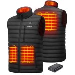 TIDEWE Mens Lightweight Heated Vest with Battery Pack (Black, Size XXL)