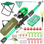 DaddyGoFish Kids Fishing Pole - Rod Reel Combo Tackle Box Starter Set - First Year Small Dock Gear Kit for Boys Girls Toddler Youth Age Beginner Little Children Junior Anglers (Green, 4ft)