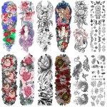 Aresvns Full Arm Temporary Tattoo for Women(L19xW7) Sleeve Tattoo Flowers,Waterproof Realistic Fake Tattoo for BBQ Pool Beach Party