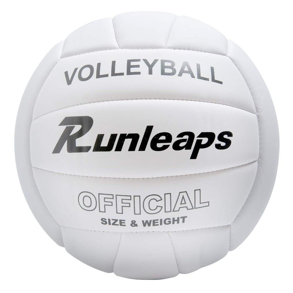 Runleaps Volleyball, Waterproof Indoor Outdoor Volleyball for Beach Game Gym Training (Official Size 5, White)