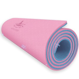 Hatha Yoga Extra Thick TPE Yoga Mat - 72x 32 Thickness 1/2 Inch -Eco Friendly SGS Certified - With High Density Anti-Tear Exercise Mats For Home Gym Travel & Floor Outside (Pink/Blue)