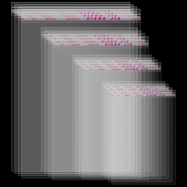 Geyoga 4 Size 240 Pieces Clear Plastic Cello Bag Resealable Self Sealing Cellophane Bag