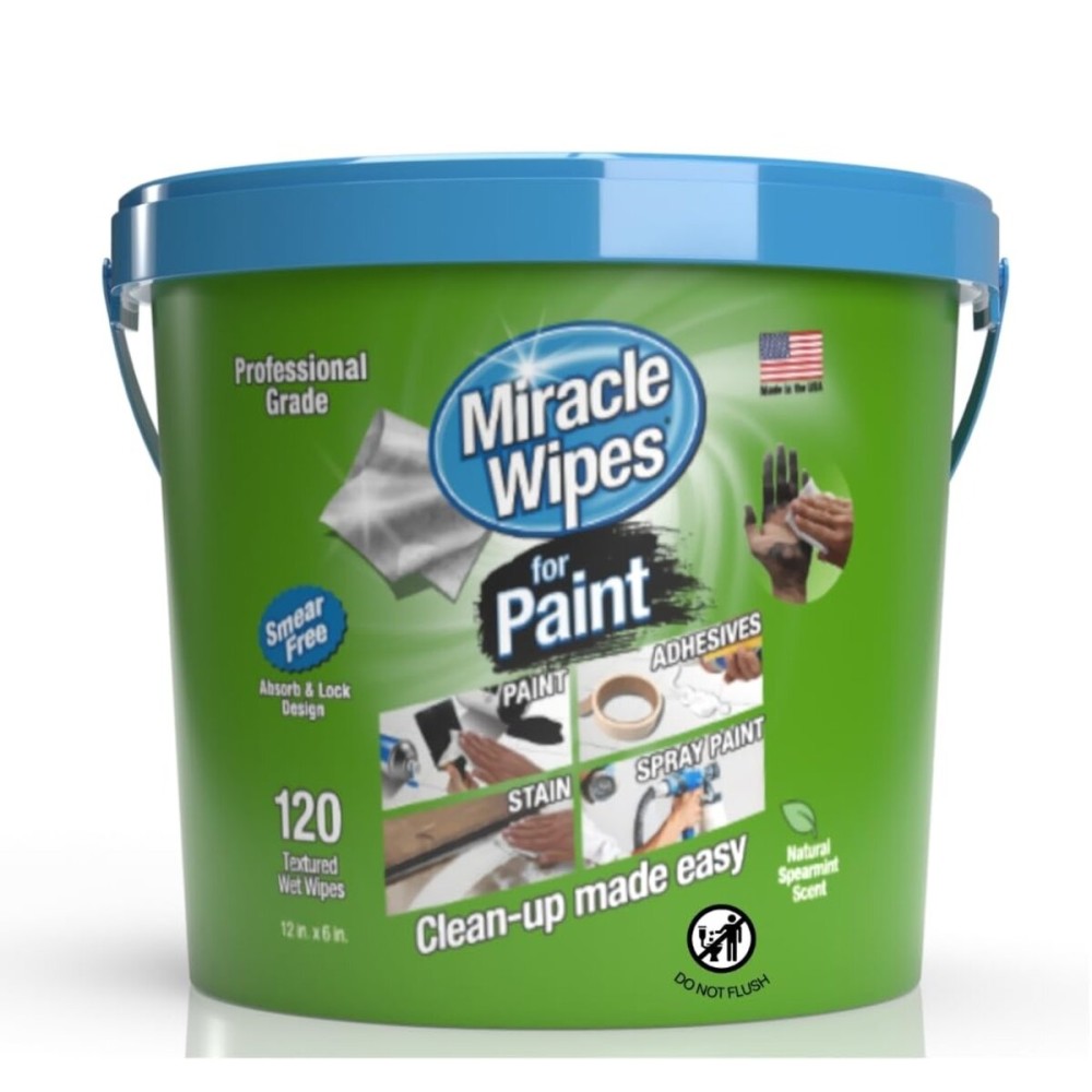 MiracleWipes for Paint Prep & Cleanup, Remove Tough Grime Build-Up, Wet Paint, Caulking, Epoxy, Colorant, and more from Hands, Surfaces, & Tools - 120 Count