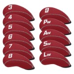 Craftsman Golf 11pcs/Set Neoprene Iron Headcover Set with Large No. for All Brands Callaway,Ping,Taylormade,Cobra Etc. (Red)