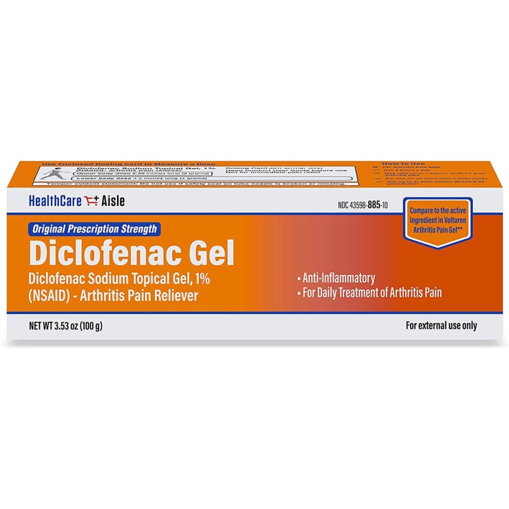 HealthCareAisle Diclofenac Gel, 1%, Arthritis Pain Relief - 100 g tube - Original Prescription Strength (NSAID)