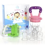 Baby Food Feeder/Fruit Feeder Pacifier Nibbler (2 Pack) - Infant Teething Toys | Silicone Feeder Baby | Mesh teethers for Babies | Baby Feeding Essentials | Frozen Breastmilk Teether (Green&Pink)