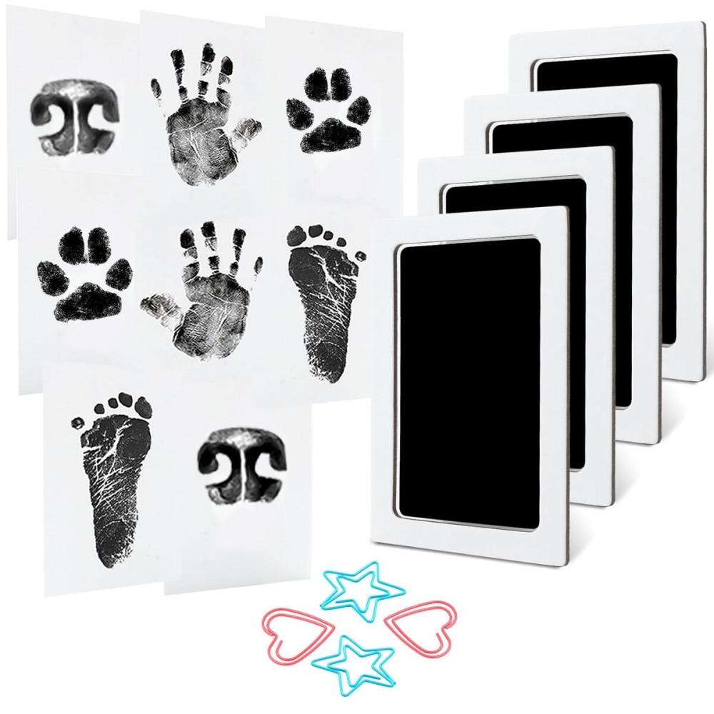 4-Pack Baby Inkless Hand and Footprint Kit Paw Nose Print Kit for Dogs Cats Pets Clean Touch Ink Pad for Baby Pets Newborn Keepsake Mess-Free Ink Pad