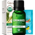 Gya Labs Organic Lemongrass Essential Oil - 0.34 Fl Oz - for Skin, Hair, Diffuser, Aromatherapy, DIY Candle Making Scents