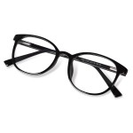 FONHCOO Blue Light Blocking Glasses Women Men Computer Eyeglasses,TR90 Fashion Round Transparent Anti Blue Light Glasses with Anti Eyestrain & UV Glare for Gaming & Reading (Shiny Black)