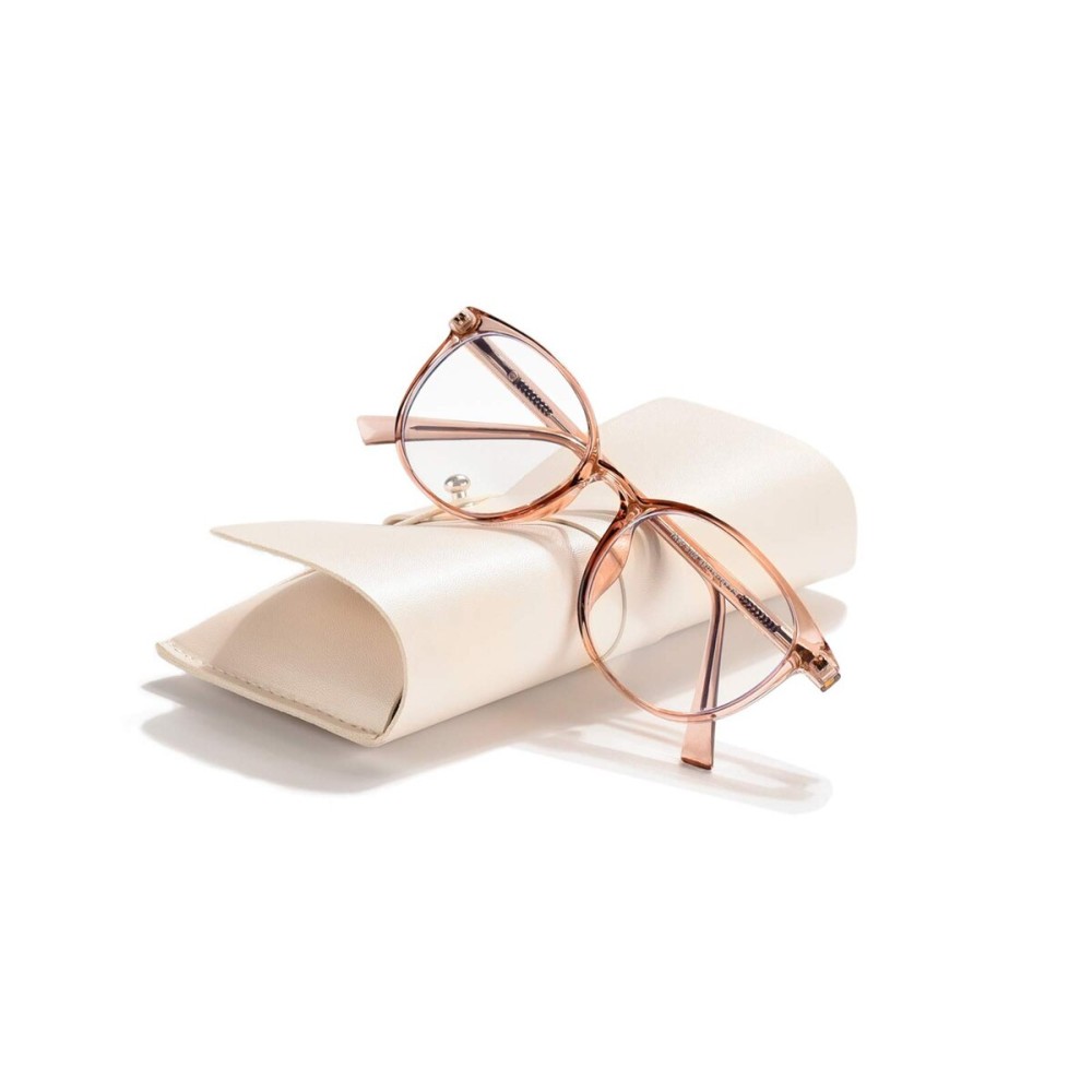 FONHCOO Blue Light Blocking Glasses Women Men Computer Eyeglasses,TR90 Fashion Round Transparent Anti Blue Light Glasses with Anti Eyestrain & UV Glare for Gaming & Reading (Shiny Champagne)