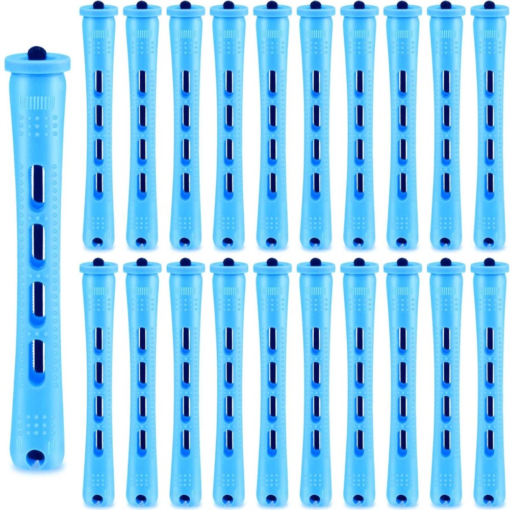 WILLBOND 60 Pcs Perm Rods for Long Hair Plastic Curl Rods Cold Wave Irons Curling Roller for Hair Styling Hairdressing Tools(0.35 Inch,Blue)