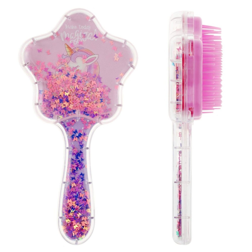 Zou.Rena Little Girls Hair Brush Easily Brushed Through Tangles-No Liquid,Glitter Confetti Unicorn Gifts Play for Kids Age 3-8(purple)
