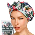Reusable Shower Cap for Women Reusable Waterproof - Leakproof, Nonslip Hair Cap for Shower Flexiband - Soft, Breathable, Durable Christmas Shower Caps by SMPL OBJECTS (Tropical)