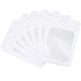 Boao 100 Pieces Resealable Foil Food Storage Bags with Clear Window Coffee Beans Candy Packaging Pouch for Food Small Business Supplies for Jewelry Self Sealed Storage Bags(3.5 x 4.7 Inch,White)