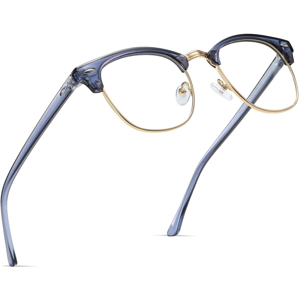 AOMASTE Blue Light Blocking Glasses Vintage Half Frame UV Clear Lens Anti Eyestrain Computer Gaming Glasses for Men Women