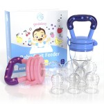Baby Food Feeder/Fruit Feeder Pacifier Nibbler (2 Pack) - Infant Teething Toys | Silicone Feeder Baby | Mesh teethers for Babies | Baby Feeding Essentials | Frozen Breastmilk Teether (Blue&Pink)