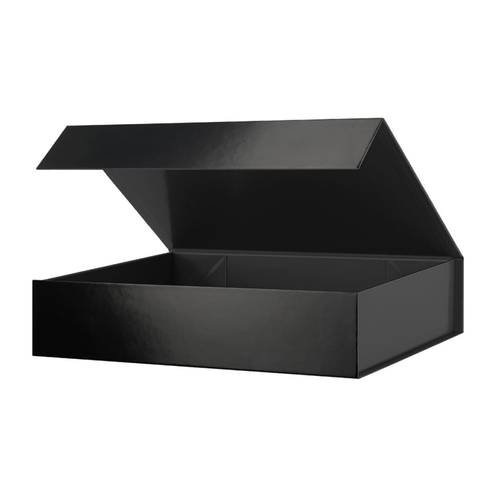 PACKHOME Gift Box 11.5x8x2.5 Inches, Sturdy Shirt Box with Magnetic Lid for Multiple Occasions (Glossy Black)