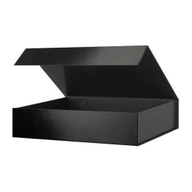 PACKHOME Gift Box 11.5x8x2.5 Inches, Sturdy Shirt Box with Magnetic Lid for Multiple Occasions (Glossy Black)