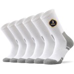 Ortis Men\'s Cotton Cushion Crew Socks Moisture Wicking Breathable Thick Warm Thermal for Athletic Heavy Duty Work Boot(WhiteGrey L 3P)