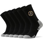 Ortis Men\'s Cotton Cushion Crew Socks Moisture Wicking Breathable Thick Warm Thermal for Athletic Heavy Duty Work Boot(BlackGrey XL 3P)