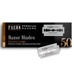 50 Facn Double Edge Razor Blades for Safety Razor, Safety Razor Blades for Shaving, Platinum Japanese Stainless Steel for Smooth & Precise Shave, Premium Replacement Razor Blade for Men & Women