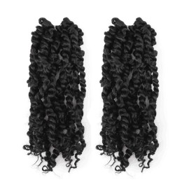 TOYOTRESS Tiana Passion Twist Hair - 10 inch 2 Pcs Pre-twisted Crochet Braids Natural Black, Synthetic Braiding Hair Extensions (10 Inch, 1B)