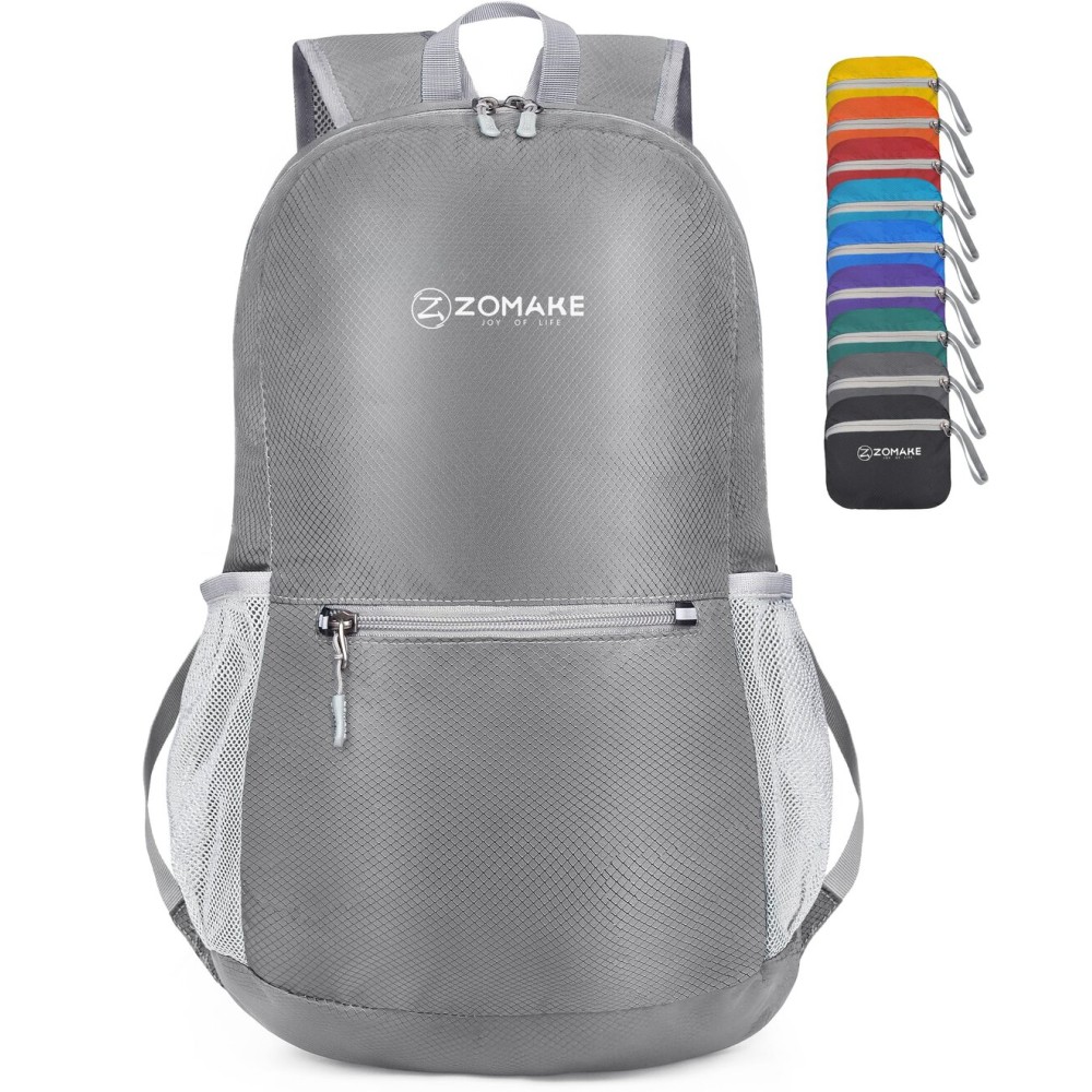 ZOMAKE Ultra Lightweight Hiking Backpack 20L, Packable Small Backpacks Water Resistant Daypack for Women Men(Silver Gray)