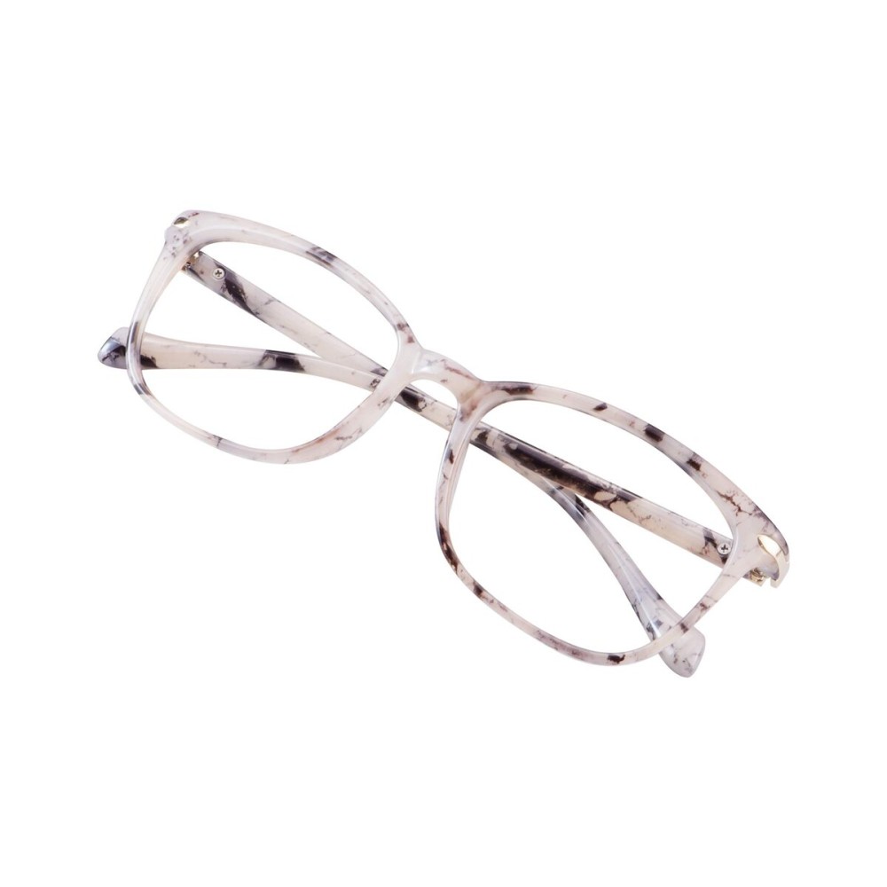 VisionGlobal Blue Light Blocking Glasses for Women, Anti Eyestrain, Computer Reading, TV Glasses, Stylish Square Frame, Anti Glare(Marble,+5.00 Magnification)