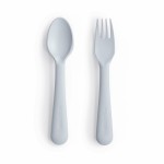 mushie Flatware Fork and Spoon Set For Kids | Made in Denmark (Cloud)