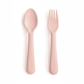 mushie Flatware Fork and Spoon Set For Kids | Made in Denmark (Blush)