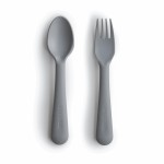 mushie Flatware Fork and Spoon Set For Kids | Made in Denmark (Smoke)