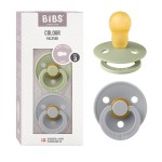 BIBS Pacifiers Colour Collection | Natural Rubber Baby Pacifier | Set of 2 BPA-Free Soothers | Made in Denmark | 0+ Months (Pack of 2) | Sage/Cloud