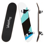 WhiteFang Skateboards for Beginners, Complete Skateboard 31 x 7.88, 7 Layer Canadian Maple Double Kick Concave Standard and Tricks Skateboards for Kids and Beginners (Simple Color)