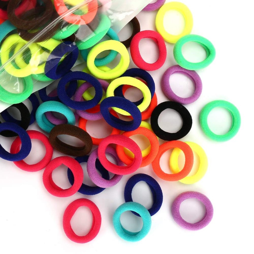 200PCS Soft Hair Elastics and Toddler Hair Ties - Mini Ponytail Holders in 10 Colors, 1 Inch Diameter, for Babies, Toddlers and Girls by NineTong