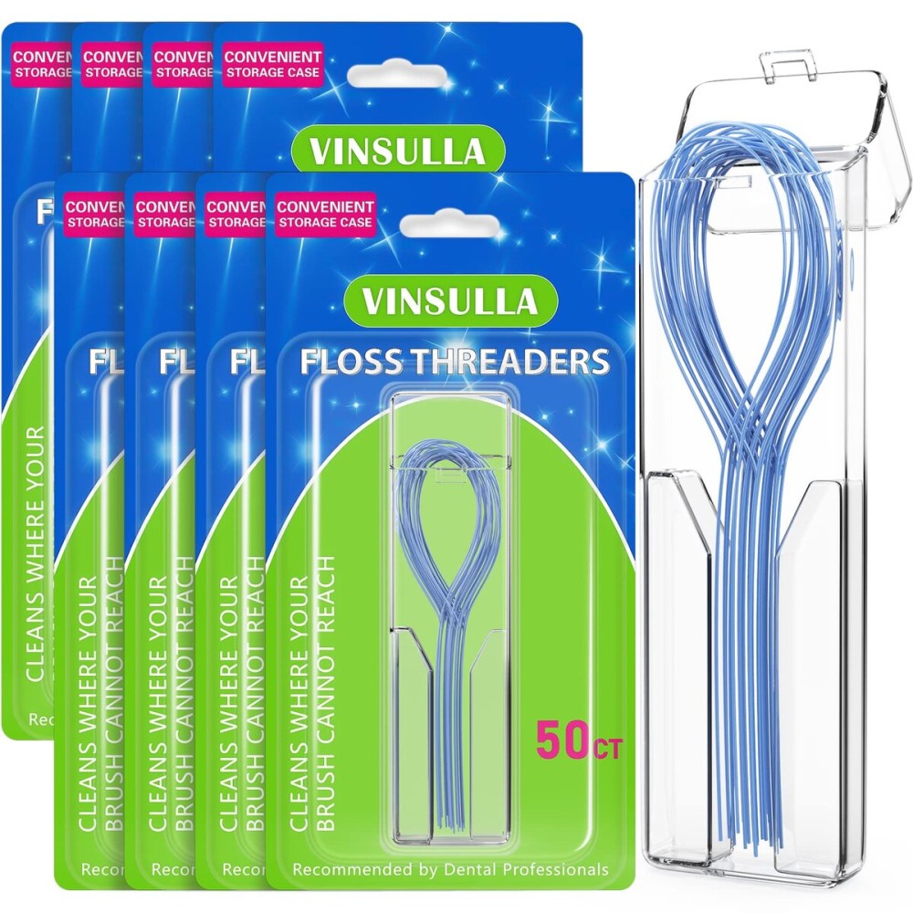 VINSULLA Floss Threaders for Braces, Bridges, and Implants 400 Count (Pack of 8)