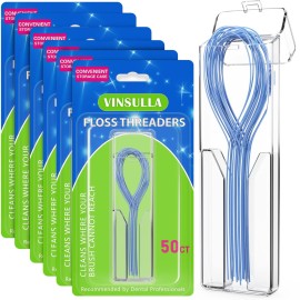 VINSULLA Floss Threaders for Braces, Bridges, and Implants 300 Count (Pack of 6)