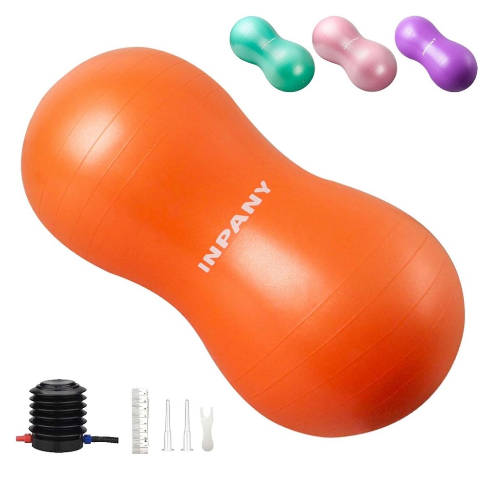 INPANY Peanut Ball - Anti Burst Exercise Ball for Labor Birthing (39 x 20 inch), Physical Therapy for Kids, Core Strength, Home & Gym Fintness (Include Pump)