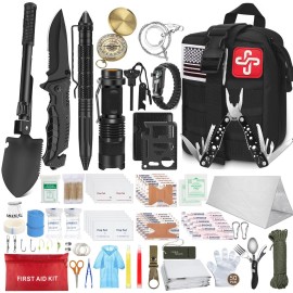 238Pcs Emergency Survival Kit and First Aid Kit, Professional Survival Gear Tool with Tactical Molle Pouch and Emergency Tent for Earthquake, Outdoor Adventure, Camping, Hiking, Hunting