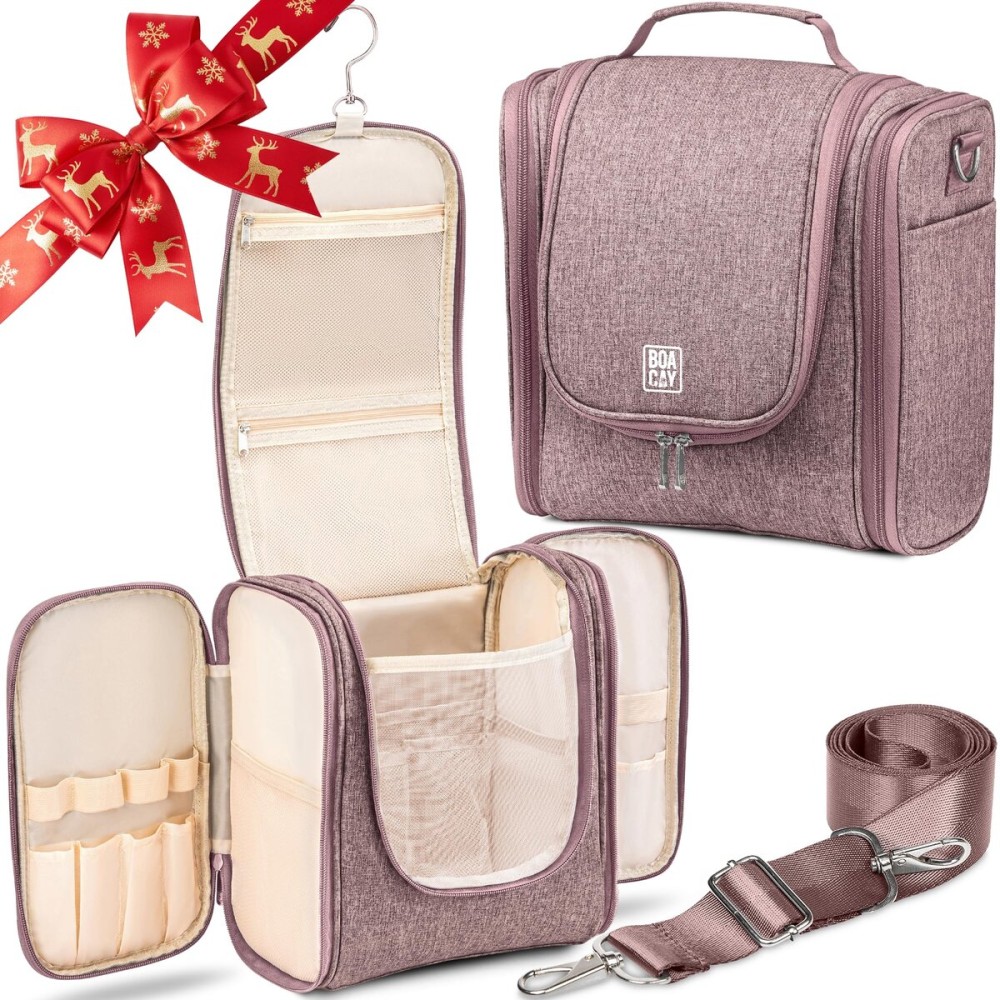 BOACAY Extra Large Hanging Travel Toiletry Bag for Women and Men, Makeup Bag, Bathroom & Shower Organizer Kit for Accessories, Cosmetics, Essentials