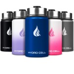 HYDRO CELL Stainless Steel Insulated Water Bottle with Straw - For Cold & Hot Drinks - Metal Vacuum Flask with Screw Cap and Modern Leakproof Sport Thermos for Adults (Navy 14oz)