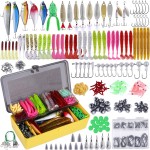 PLUSINNO 302Pcs Fishing Lures, Fishing Tackle Box with Tackle Included, Crankbaits, Spinnerbaits, Hooks, Weights & Accessories - Freshwater Bass Fishing Gear Lure Bait Equipment Kit Gift for Men