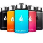 HYDRO CELL Stainless Steel Insulated Water Bottle with Straw - For Cold & Hot Drinks - Metal Vacuum Flask with Screw Cap and Modern Leakproof Sport Thermos for Adults (Teal/Blue 14oz)