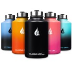 HYDRO CELL Stainless Steel Insulated Water Bottle with Straw - For Cold & Hot Drinks - Metal Vacuum Flask with Screw Cap and Modern Leakproof Sport Thermos for Adults (Black 64oz)