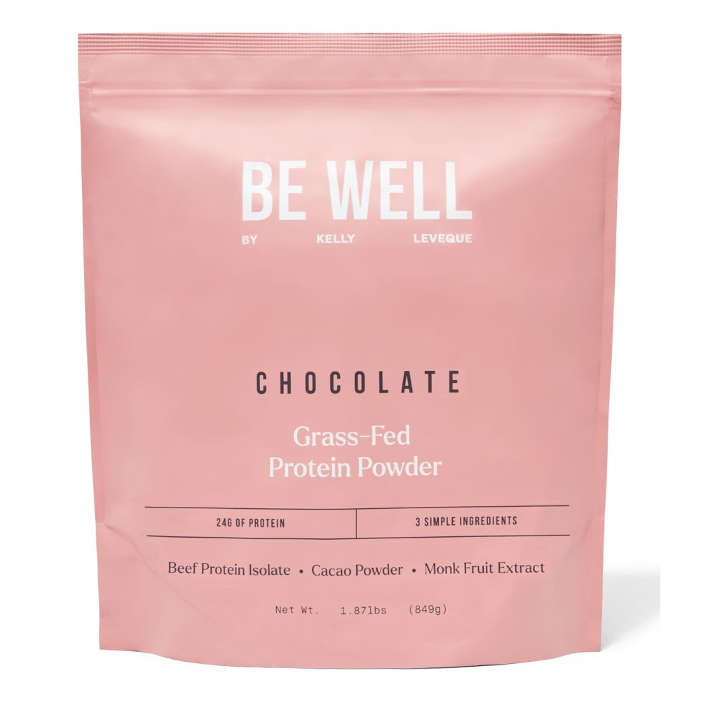 Be Well by Kelly Chocolate Grass-Fed Beef Protein Powder, 24G of Protein & 1G Net Carbs (3 Ingredients, 30 Servings) 9 Amino Acids + 3 BCAAs No Soy, No Dairy, Stevia-Free, No Sugar Added 1.87lb 849g