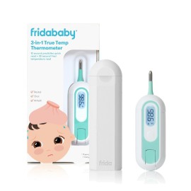 Frida Baby 3-in-1 Rectal, Underarm & Oral Thermometer for Kids, Digital Baby Thermometer for Infants, Toddlers, & Kids, Quick & Accurate Temperature Check, Includes Carrying Case for Storage