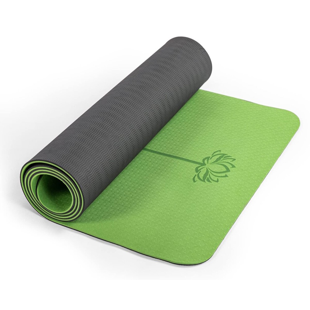 Yoga Mat Non Slip, Pilates Fitness Mats, Eco Friendly, Anti-Tear Yoga Mats for Women, 1/4 Exercise Mats for Home Workout with Carrying Sling Vibrant Green & Black